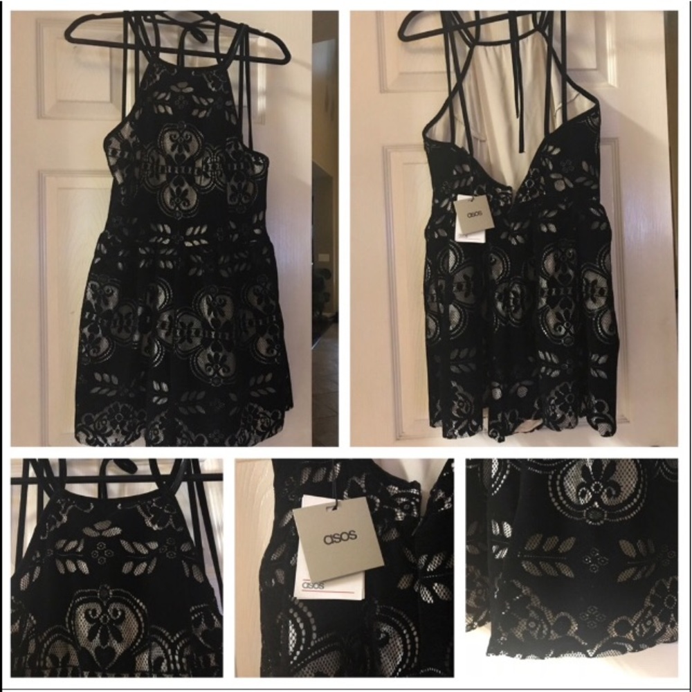 ASOS Black Velvet Romper- Size: US 14
